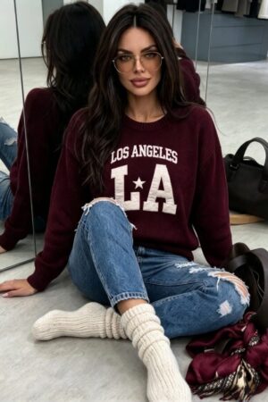 Casualowy sweter varsity LA
