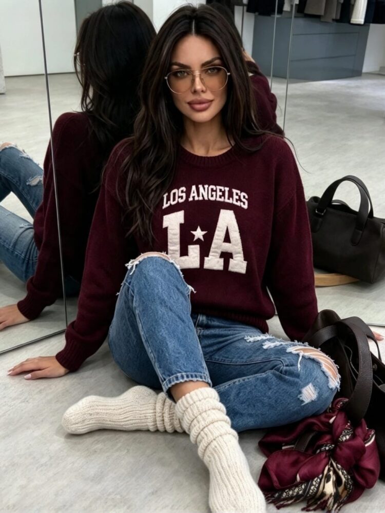 Casualowy sweter varsity LA