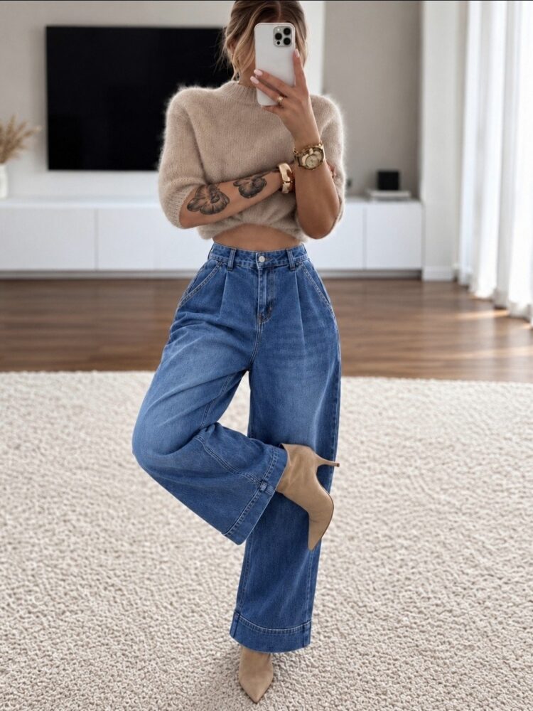 Jeansy Wide Leg stylizowane na Levis