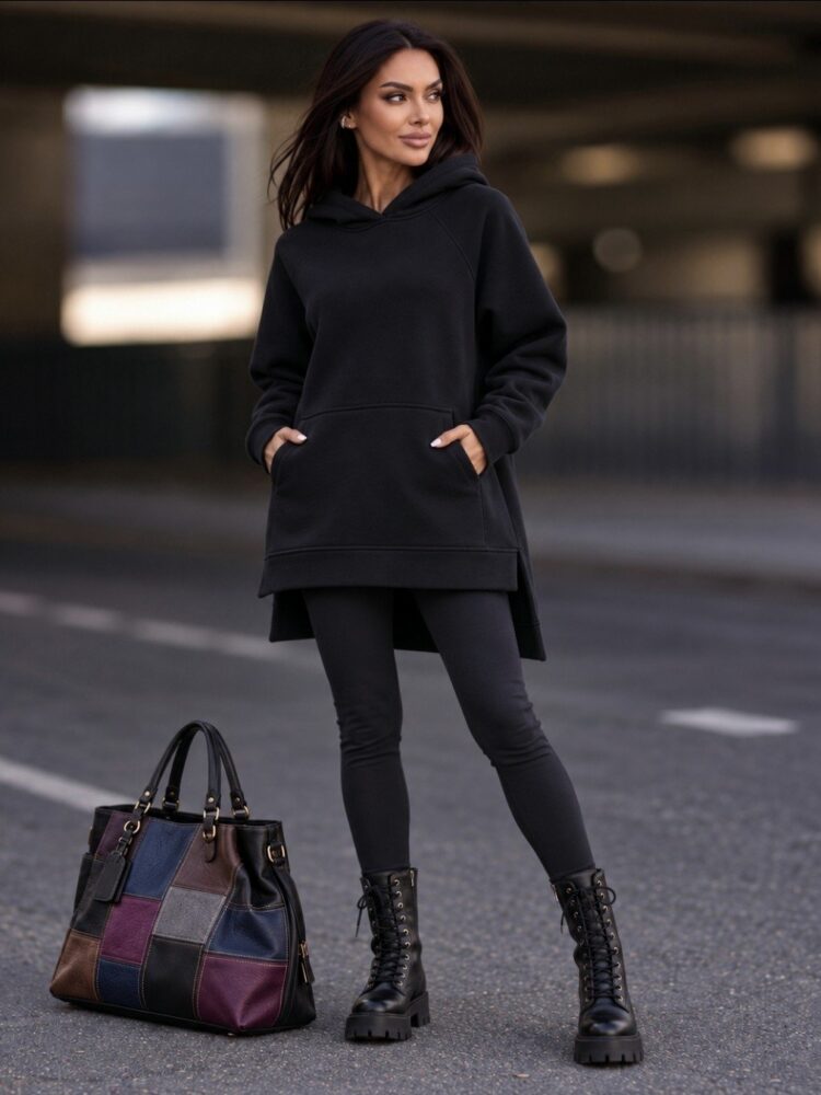Insulated, longer-length asymmetrical hoodie 