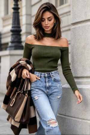 CASHMERE CHIC sweter z chokerem