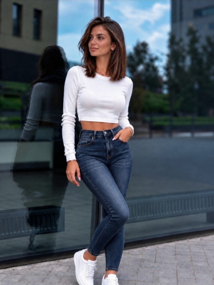 Jeansy skiny ciemny denim klasyka