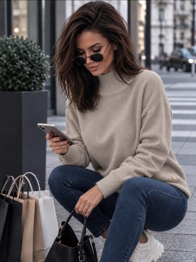 Sweter z półgolfem oversize